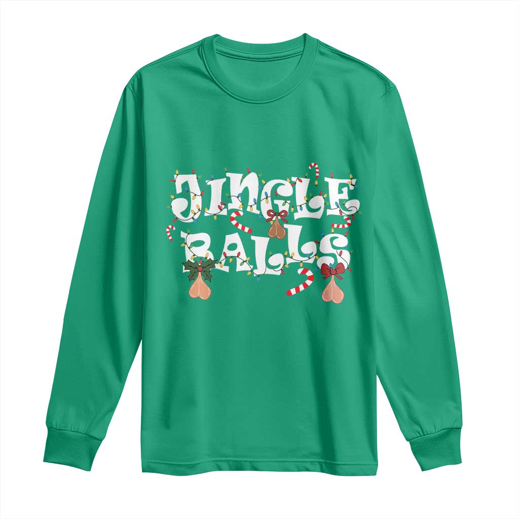Funny Naughty Christmas Jingle Balls Long Sleeve Shirt Santa Xmas Jingle Bells Adult Joke - Wonder Print Shop