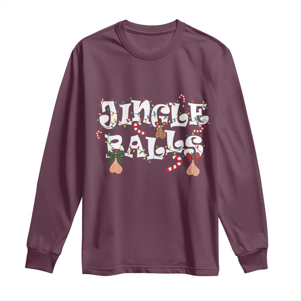 Funny Naughty Christmas Jingle Balls Long Sleeve Shirt Santa Xmas Jingle Bells Adult Joke - Wonder Print Shop