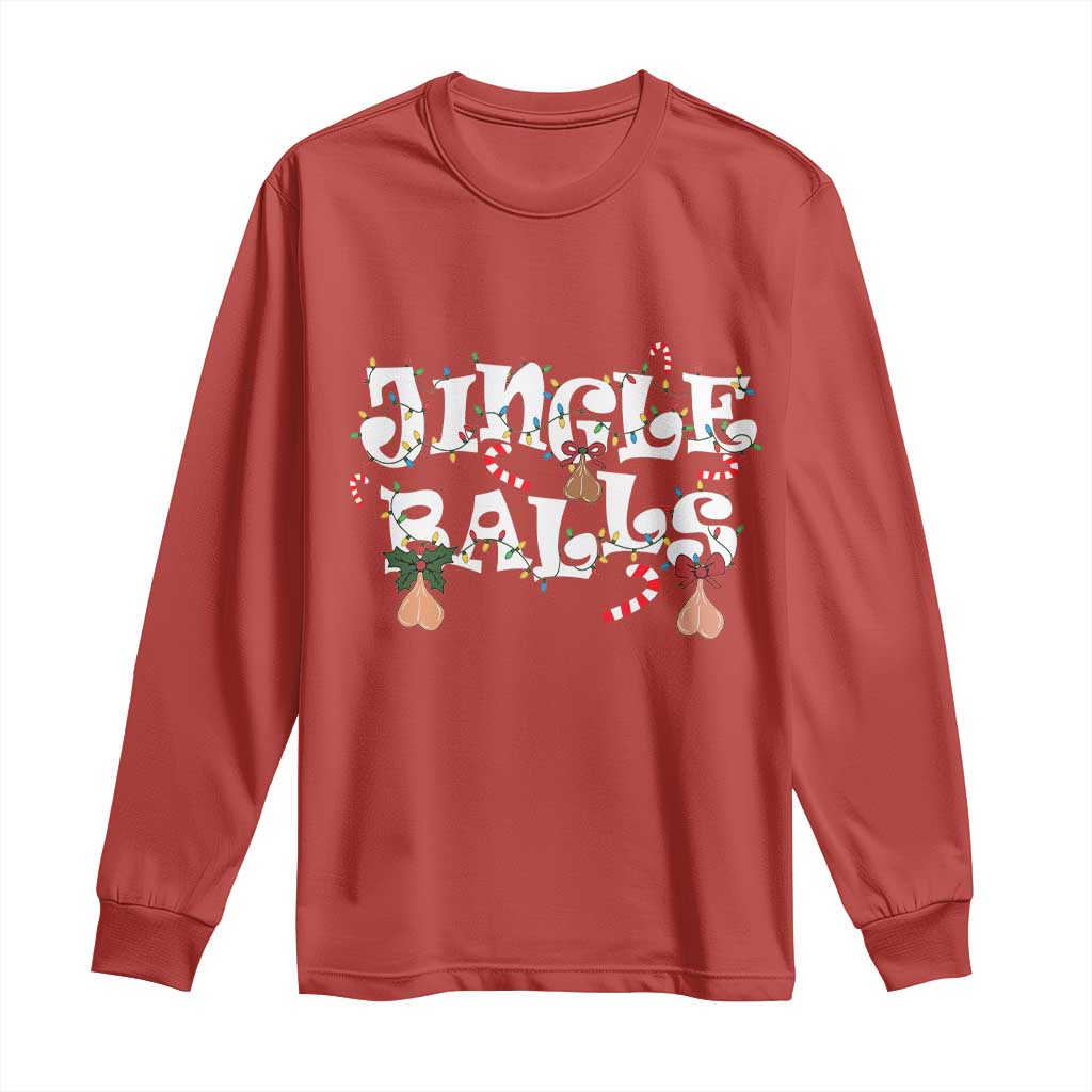 Funny Naughty Christmas Jingle Balls Long Sleeve Shirt Santa Xmas Jingle Bells Adult Joke - Wonder Print Shop