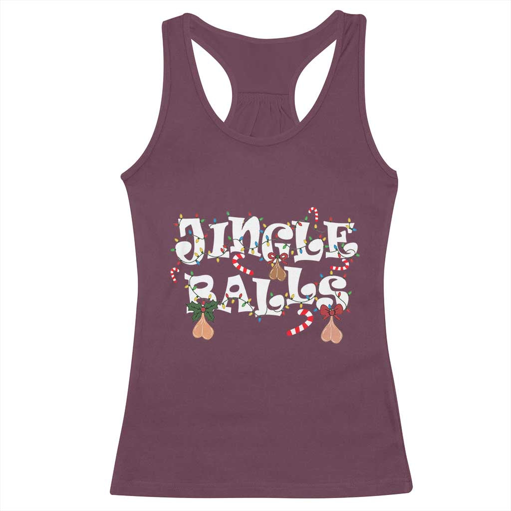 Funny Naughty Christmas Jingle Balls Racerback Tank Top Santa Xmas Jingle Bells Adult Joke - Wonder Print Shop