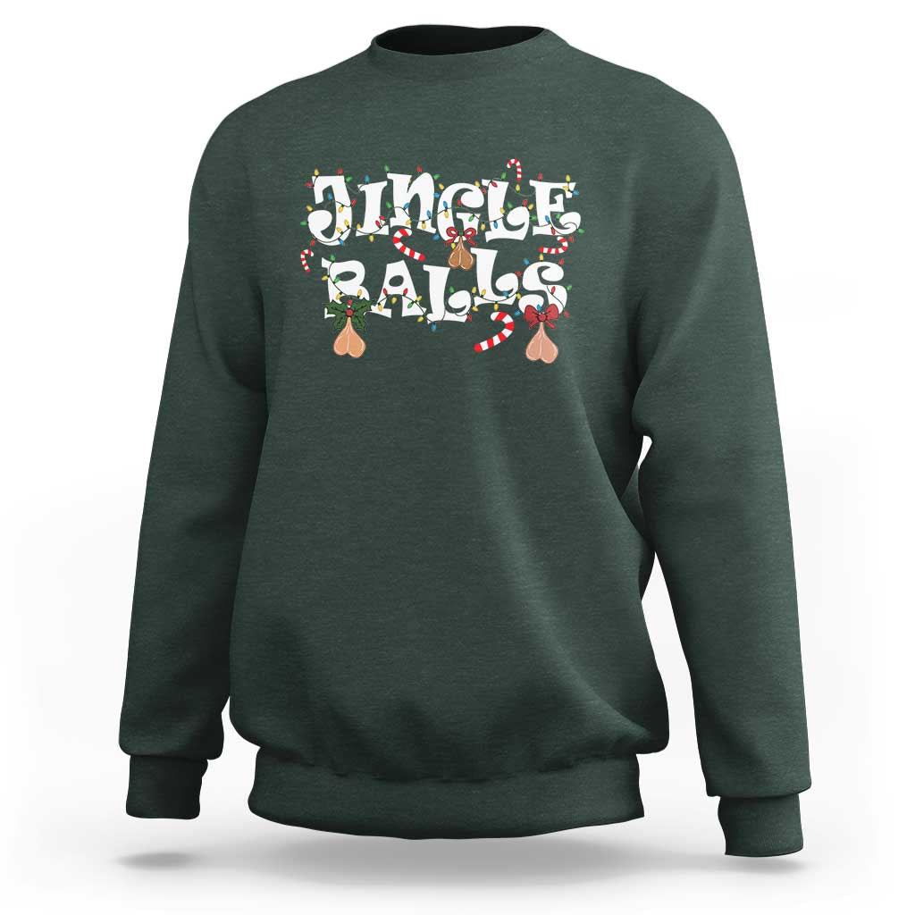 Funny Naughty Christmas Jingle Balls Sweatshirt Santa Xmas Jingle Bells Adult Joke - Wonder Print Shop