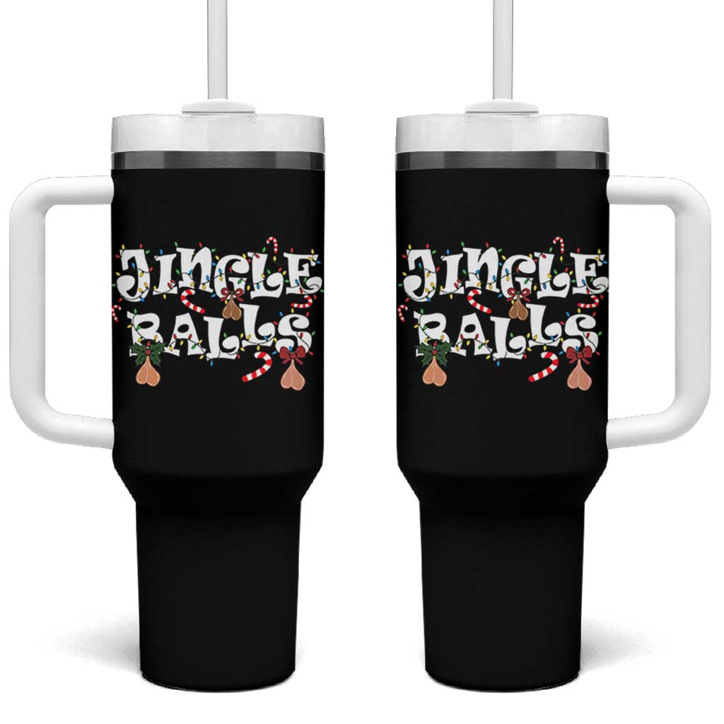 Funny Naughty Christmas Jingle Balls Tumbler With Handle Santa Xmas Jingle Bells Adult Joke - Wonder Print Shop
