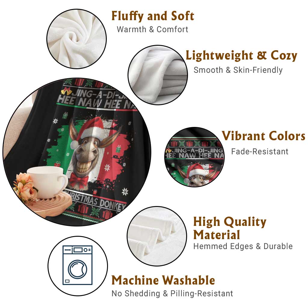 Funny Italian Christmas Donkey Throw Blanket Funny Domick The Donkey Holiday Italy Flag - Wonder Print Shop