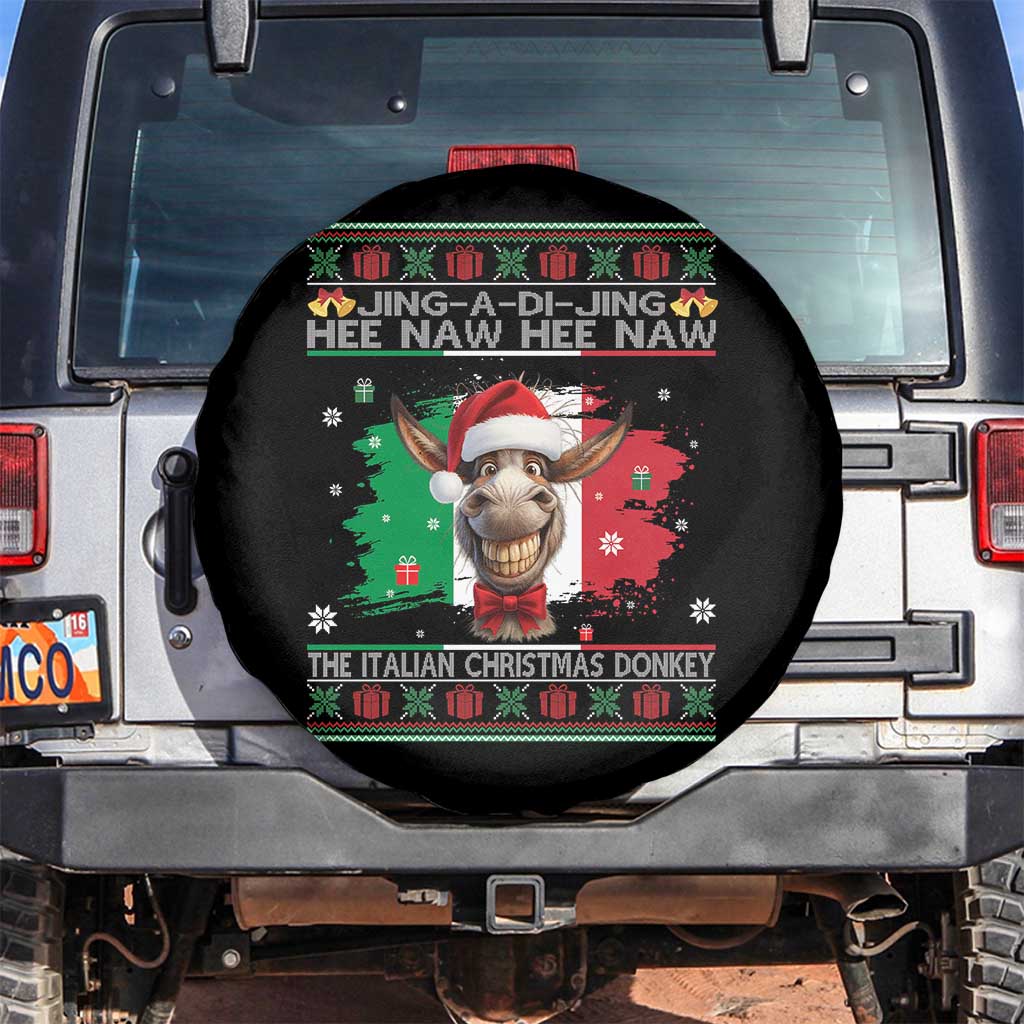 Funny Italian Christmas Donkey Spare Tire Cover Funny Domick The Donkey Holiday Italy Flag - Wonder Print Shop
