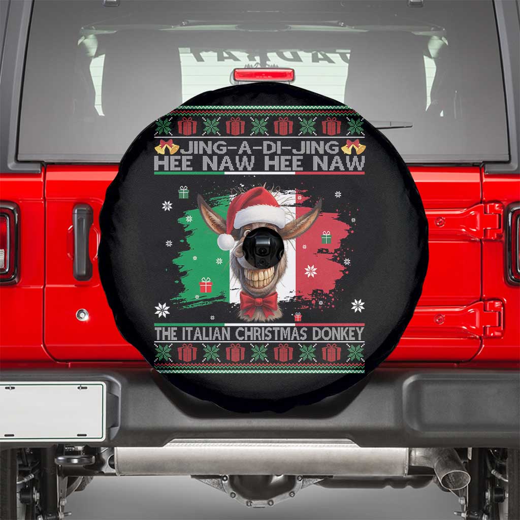Funny Italian Christmas Donkey Spare Tire Cover Funny Domick The Donkey Holiday Italy Flag - Wonder Print Shop