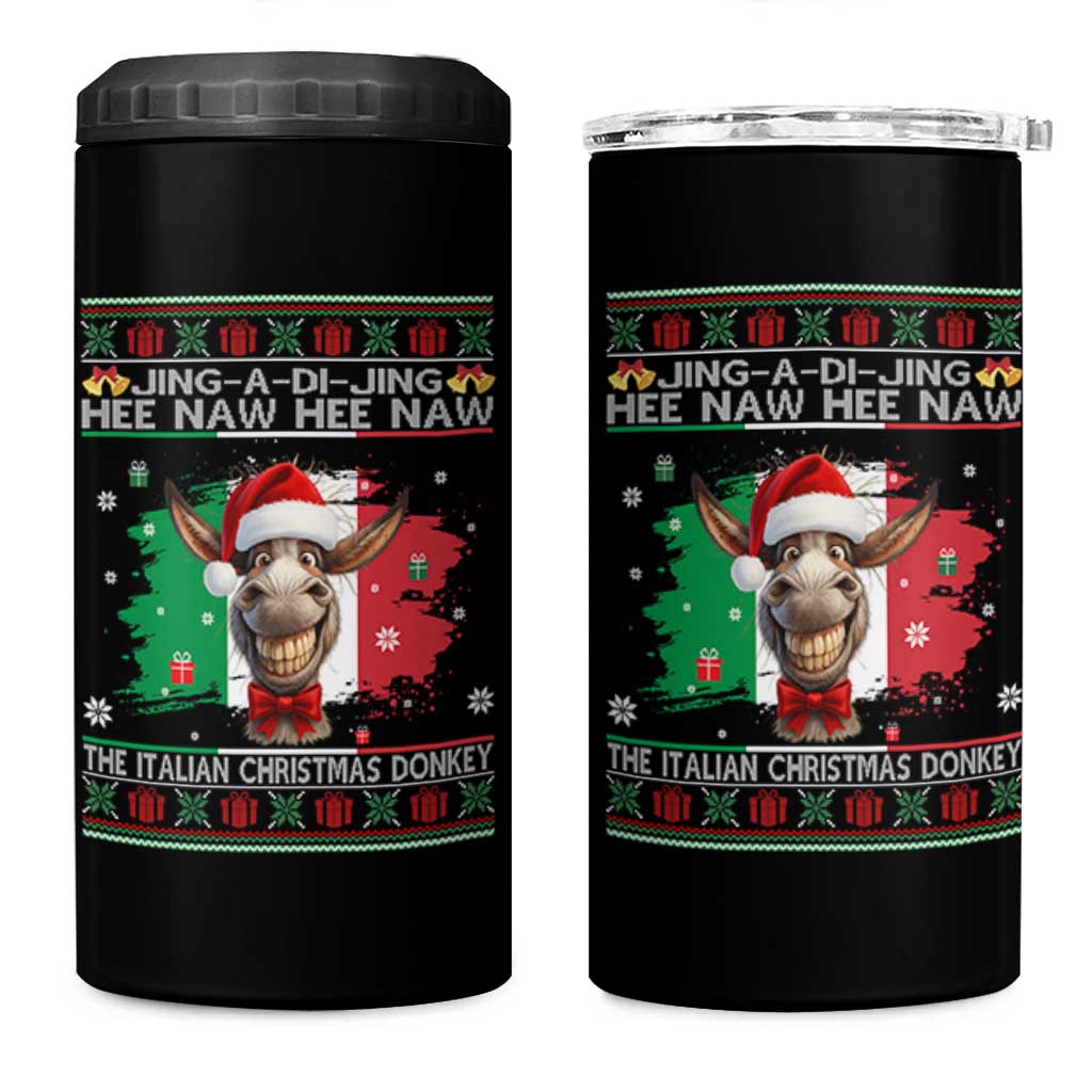 Funny Italian Christmas Donkey 4 in 1 Can Cooler Tumbler Funny Domick The Donkey Holiday Italy Flag - Wonder Print Shop