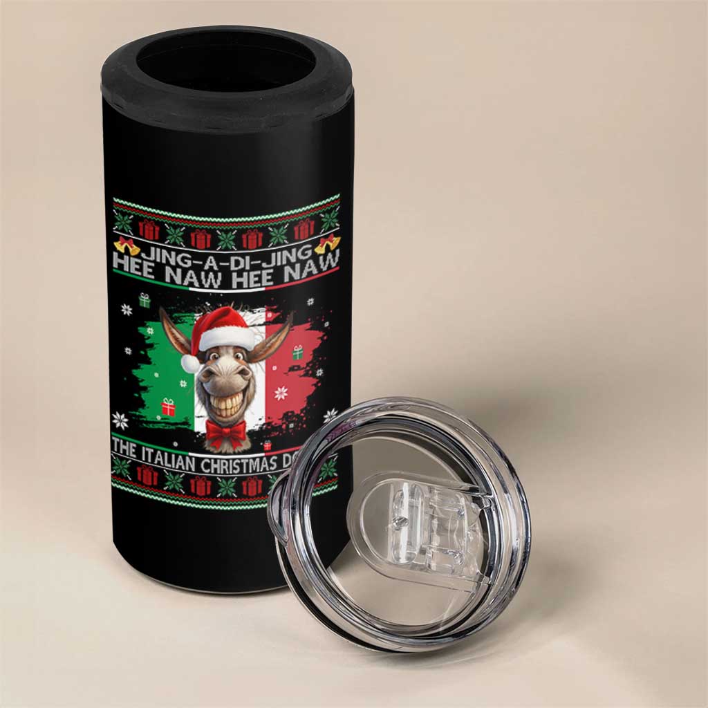Funny Italian Christmas Donkey 4 in 1 Can Cooler Tumbler Funny Domick The Donkey Holiday Italy Flag - Wonder Print Shop