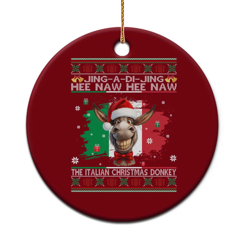 Funny Italian Christmas Donkey Ceramic Ornament Funny Domick The Donkey Holiday Italy Flag - Wonder Print Shop