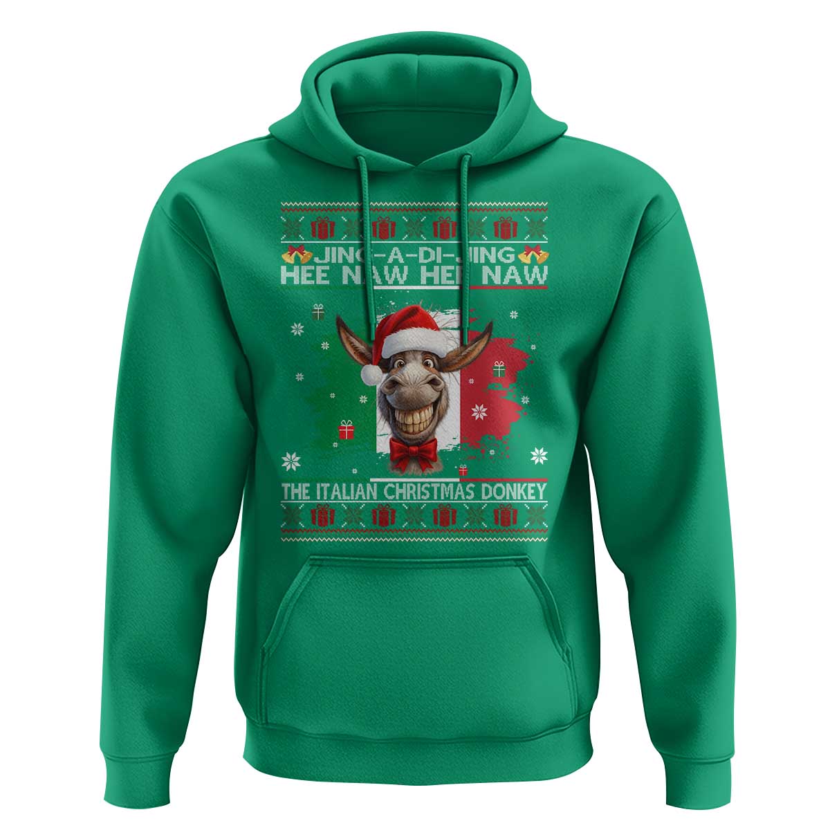 Funny Italian Christmas Donkey Hoodie Funny Domick The Donkey Holiday Italy Flag - Wonder Print Shop