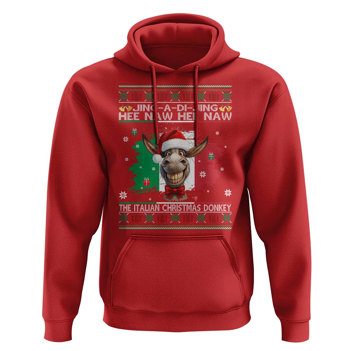 Funny Italian Christmas Donkey Hoodie Funny Domick The Donkey Holiday Italy Flag - Wonder Print Shop