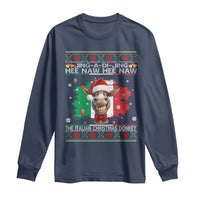 Funny Italian Christmas Donkey Long Sleeve Shirt Funny Domick The Donkey Holiday Italy Flag - Wonder Print Shop
