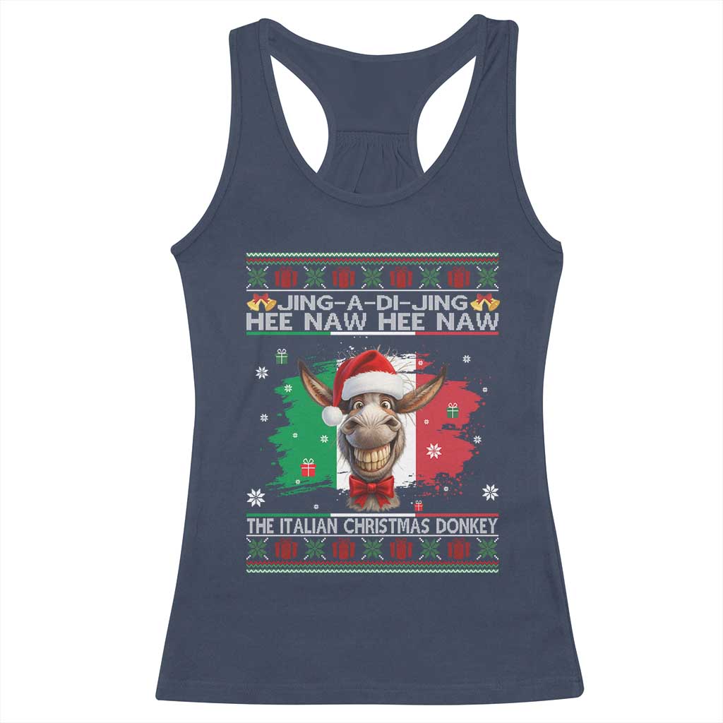 Funny Italian Christmas Donkey Racerback Tank Top Funny Domick The Donkey Holiday Italy Flag - Wonder Print Shop
