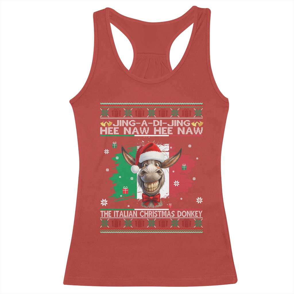 Funny Italian Christmas Donkey Racerback Tank Top Funny Domick The Donkey Holiday Italy Flag - Wonder Print Shop