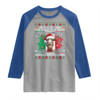Funny Italian Christmas Donkey Raglan Shirt Funny Domick The Donkey Holiday Italy Flag - Wonder Print Shop