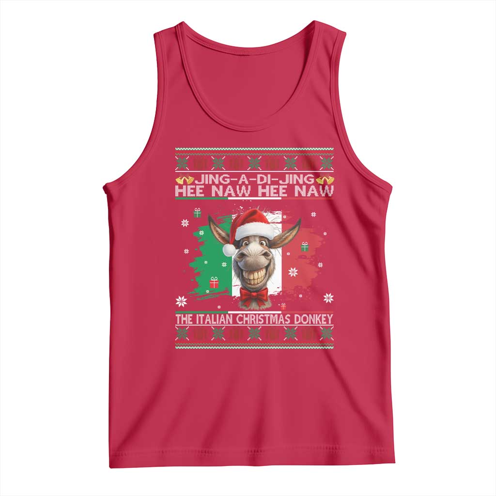 Funny Italian Christmas Donkey Tank Top Funny Domick The Donkey Holiday Italy Flag - Wonder Print Shop