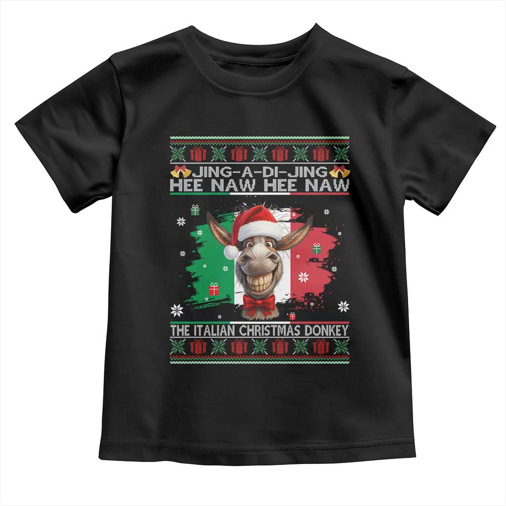 Funny Italian Christmas Donkey Toddler T Shirt Funny Domick The Donkey Holiday Italy Flag - Wonder Print Shop
