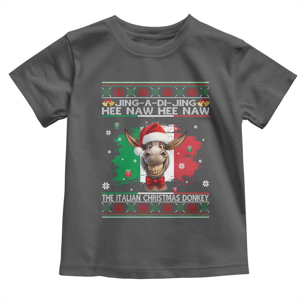 Funny Italian Christmas Donkey Toddler T Shirt Funny Domick The Donkey Holiday Italy Flag - Wonder Print Shop