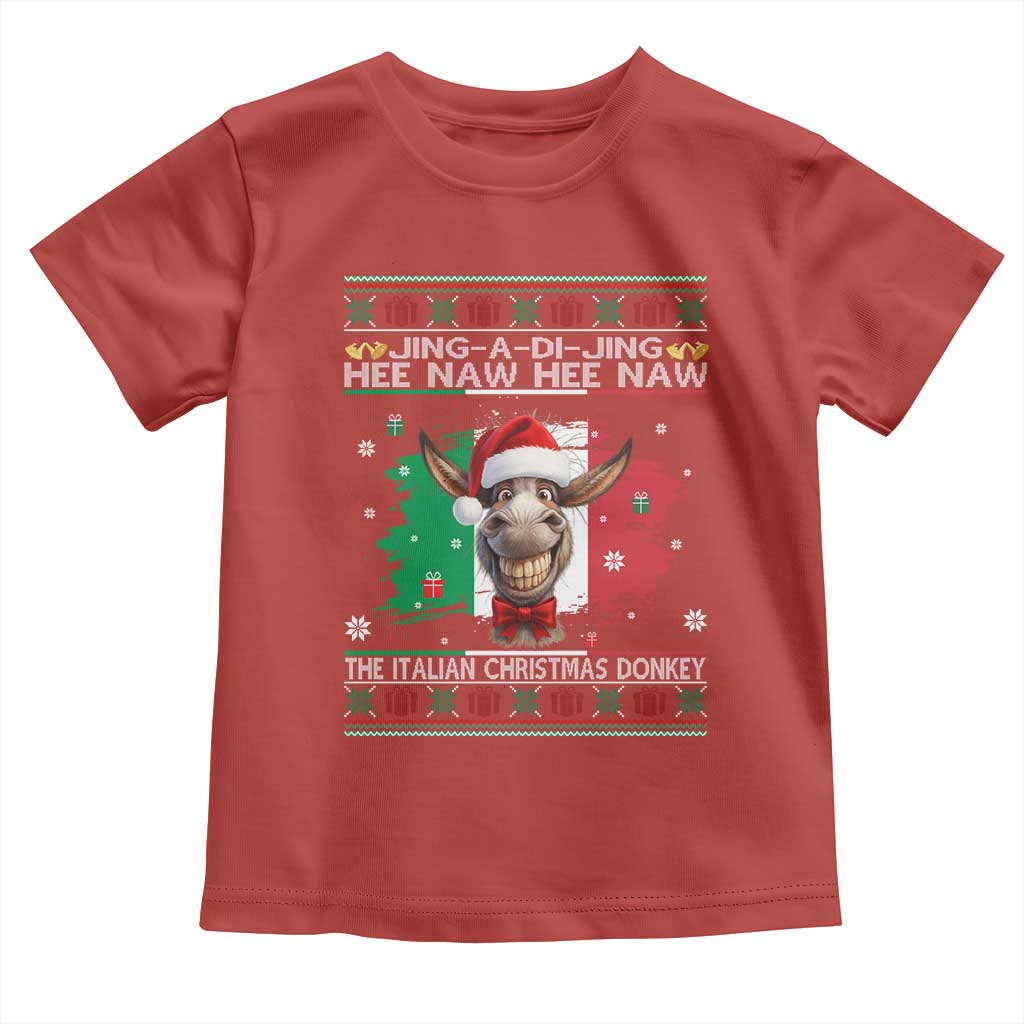 Funny Italian Christmas Donkey Toddler T Shirt Funny Domick The Donkey Holiday Italy Flag - Wonder Print Shop