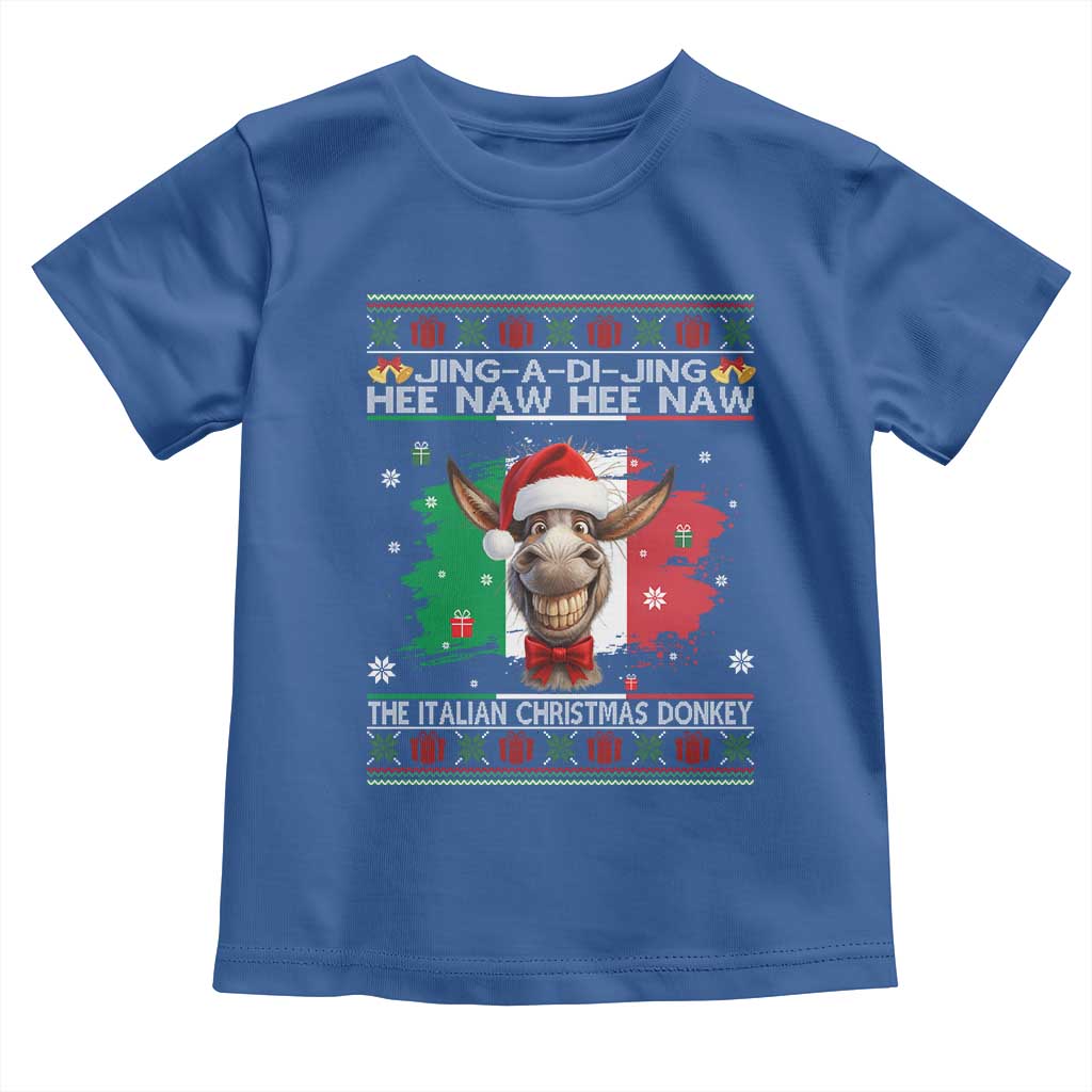 Funny Italian Christmas Donkey Toddler T Shirt Funny Domick The Donkey Holiday Italy Flag - Wonder Print Shop