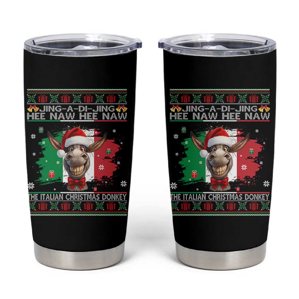 Funny Italian Christmas Donkey Tumbler Cup Funny Domick The Donkey Holiday Italy Flag - Wonder Print Shop