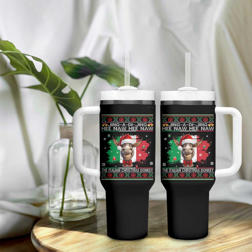 Funny Italian Christmas Donkey Tumbler With Handle Funny Domick The Donkey Holiday Italy Flag - Wonder Print Shop