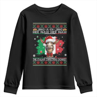 Funny Italian Christmas Donkey Youth Sweatshirt Funny Domick The Donkey Holiday Italy Flag - Wonder Print Shop