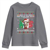 Funny Italian Christmas Donkey Youth Sweatshirt Funny Domick The Donkey Holiday Italy Flag - Wonder Print Shop
