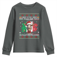 Funny Italian Christmas Donkey Youth Sweatshirt Funny Domick The Donkey Holiday Italy Flag - Wonder Print Shop