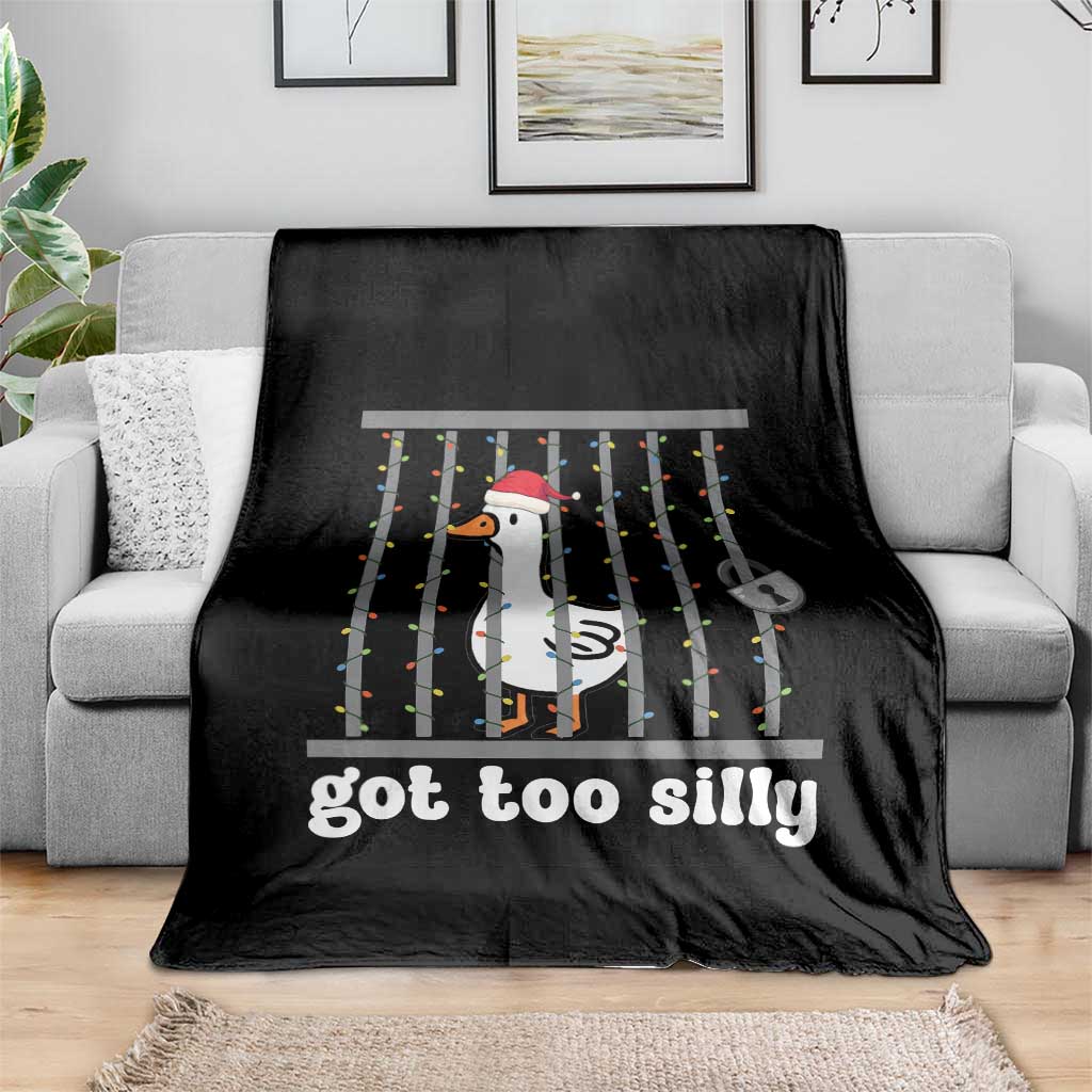 Funny Got Too Silly Christmas Throw Blanket Santa Goose Pun Humor Animal Lovers - Wonder Print Shop