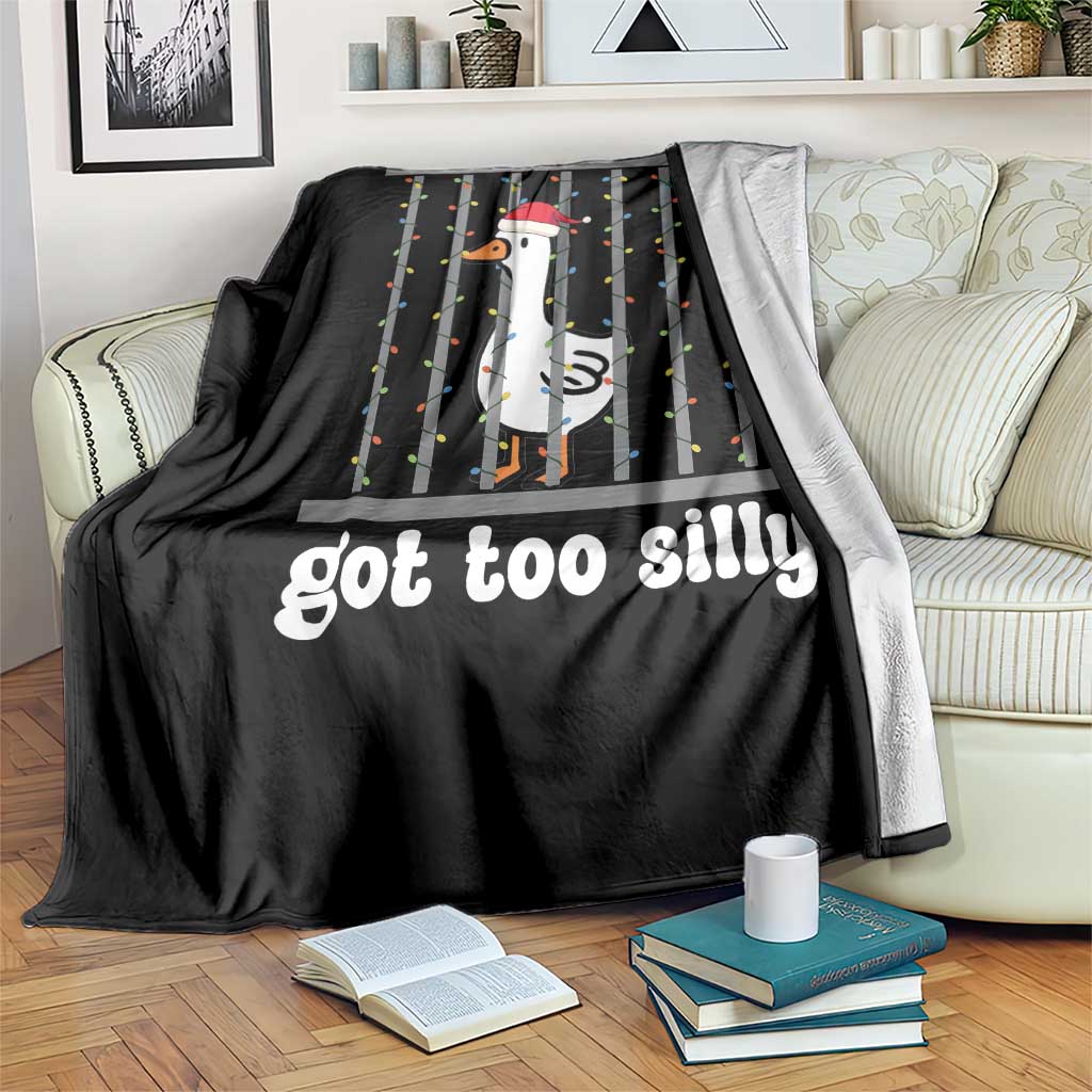 Funny Got Too Silly Christmas Throw Blanket Santa Goose Pun Humor Animal Lovers - Wonder Print Shop