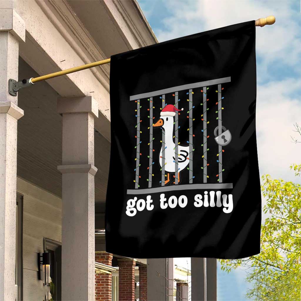 Funny Got Too Silly Christmas Garden Flag Santa Goose Pun Humor Animal Lovers - Wonder Print Shop