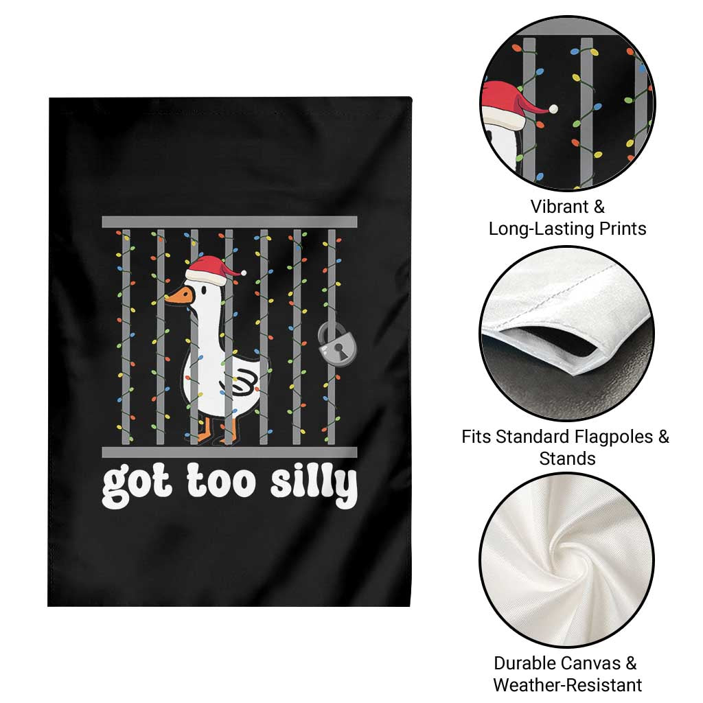 Funny Got Too Silly Christmas Garden Flag Santa Goose Pun Humor Animal Lovers - Wonder Print Shop