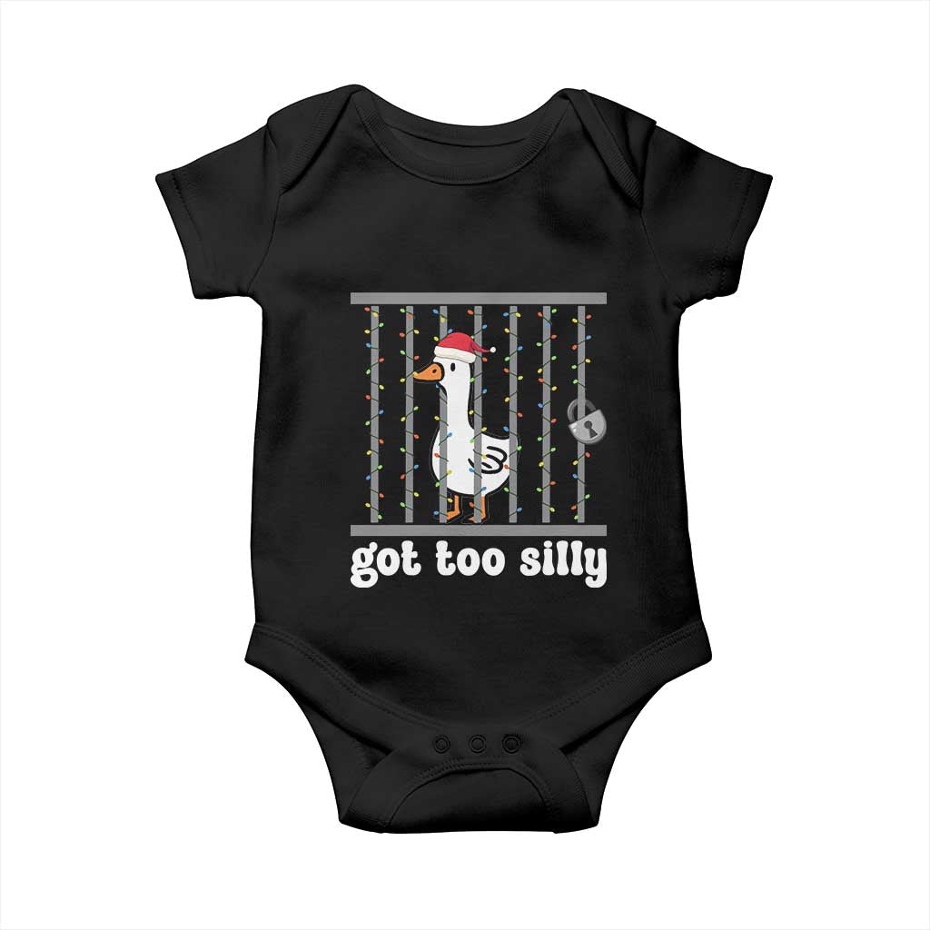 Funny Got Too Silly Christmas Baby Onesie Santa Goose Pun Humor Animal Lovers - Wonder Print Shop