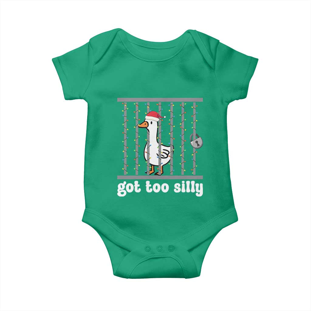 Funny Got Too Silly Christmas Baby Onesie Santa Goose Pun Humor Animal Lovers - Wonder Print Shop