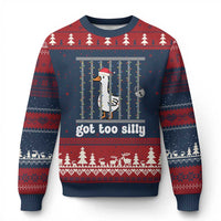 Funny Got Too Silly Xmas Ugly Christmas Sweater Santa Goose Pun Humor Animal Lovers - Wonder Print Shop