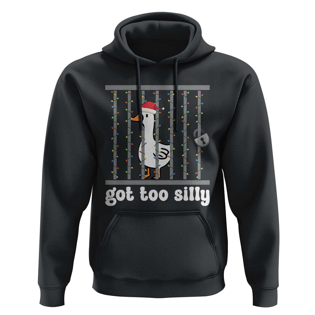 Funny Got Too Silly Christmas Hoodie Santa Goose Pun Humor Animal Lovers - Wonder Print Shop