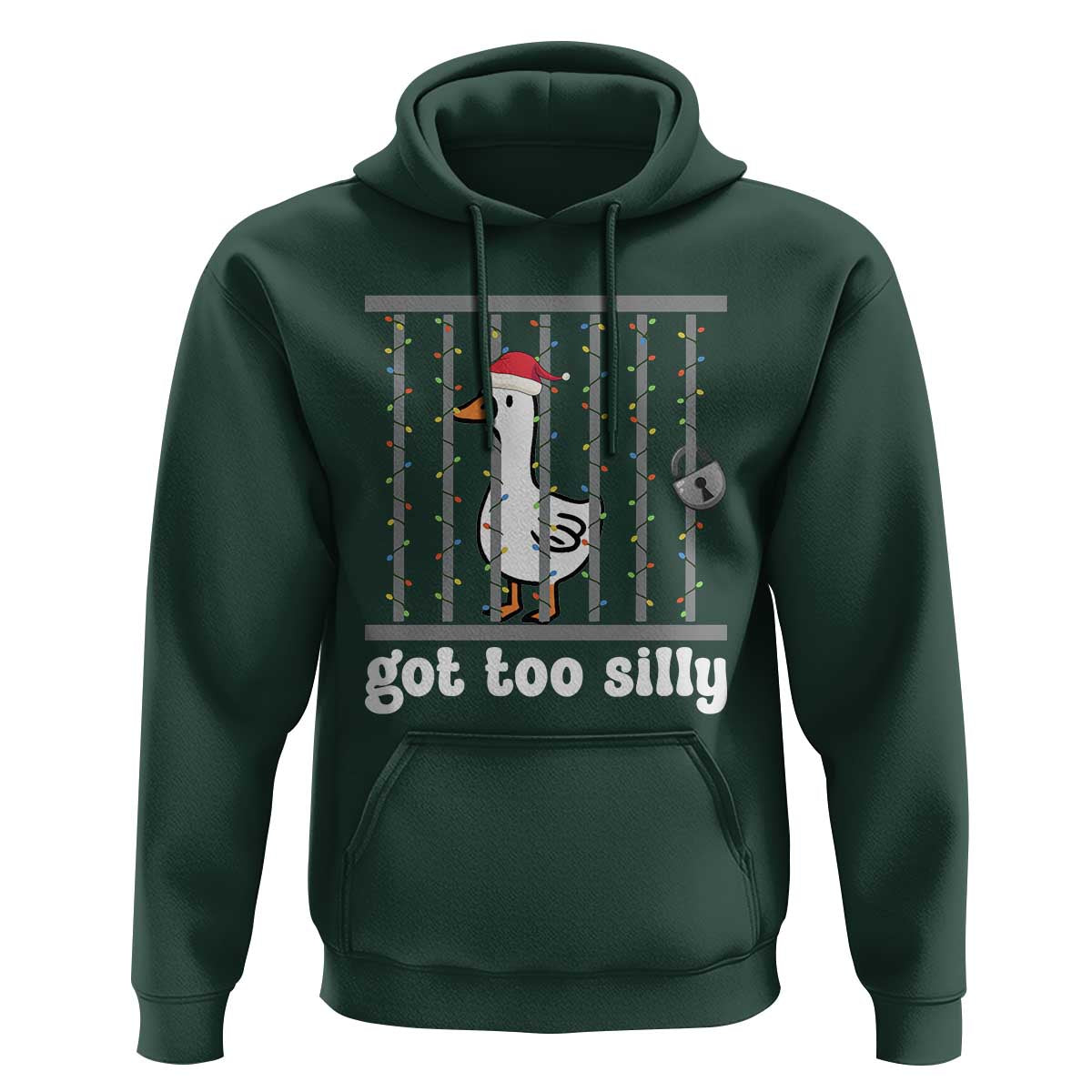 Funny Got Too Silly Christmas Hoodie Santa Goose Pun Humor Animal Lovers - Wonder Print Shop