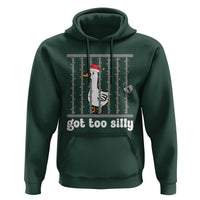 Funny Got Too Silly Christmas Hoodie Santa Goose Pun Humor Animal Lovers - Wonder Print Shop