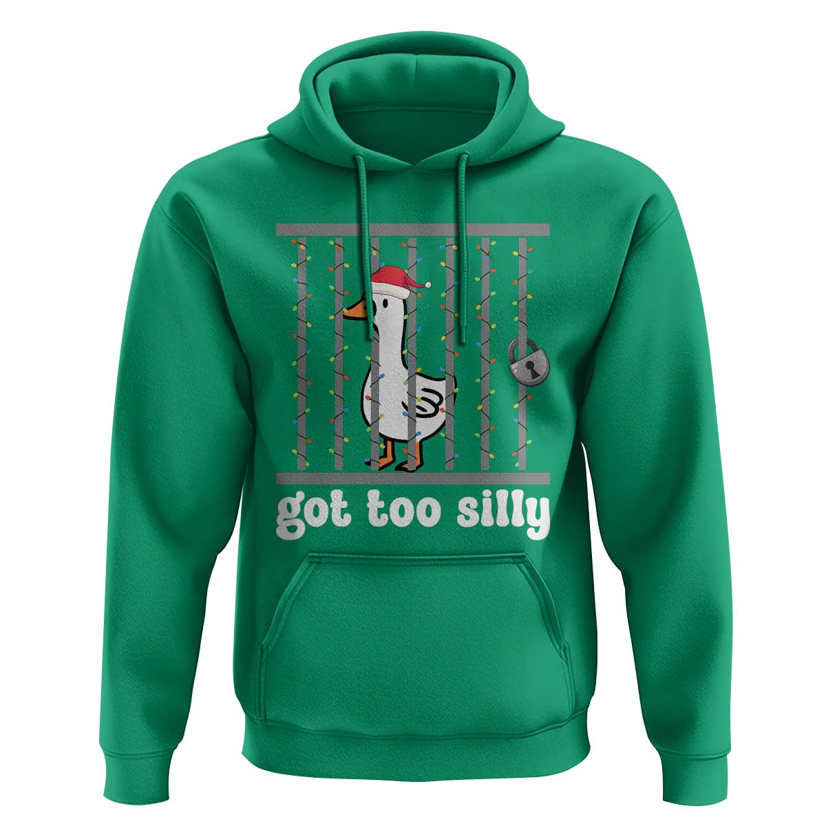 Funny Got Too Silly Christmas Hoodie Santa Goose Pun Humor Animal Lovers - Wonder Print Shop