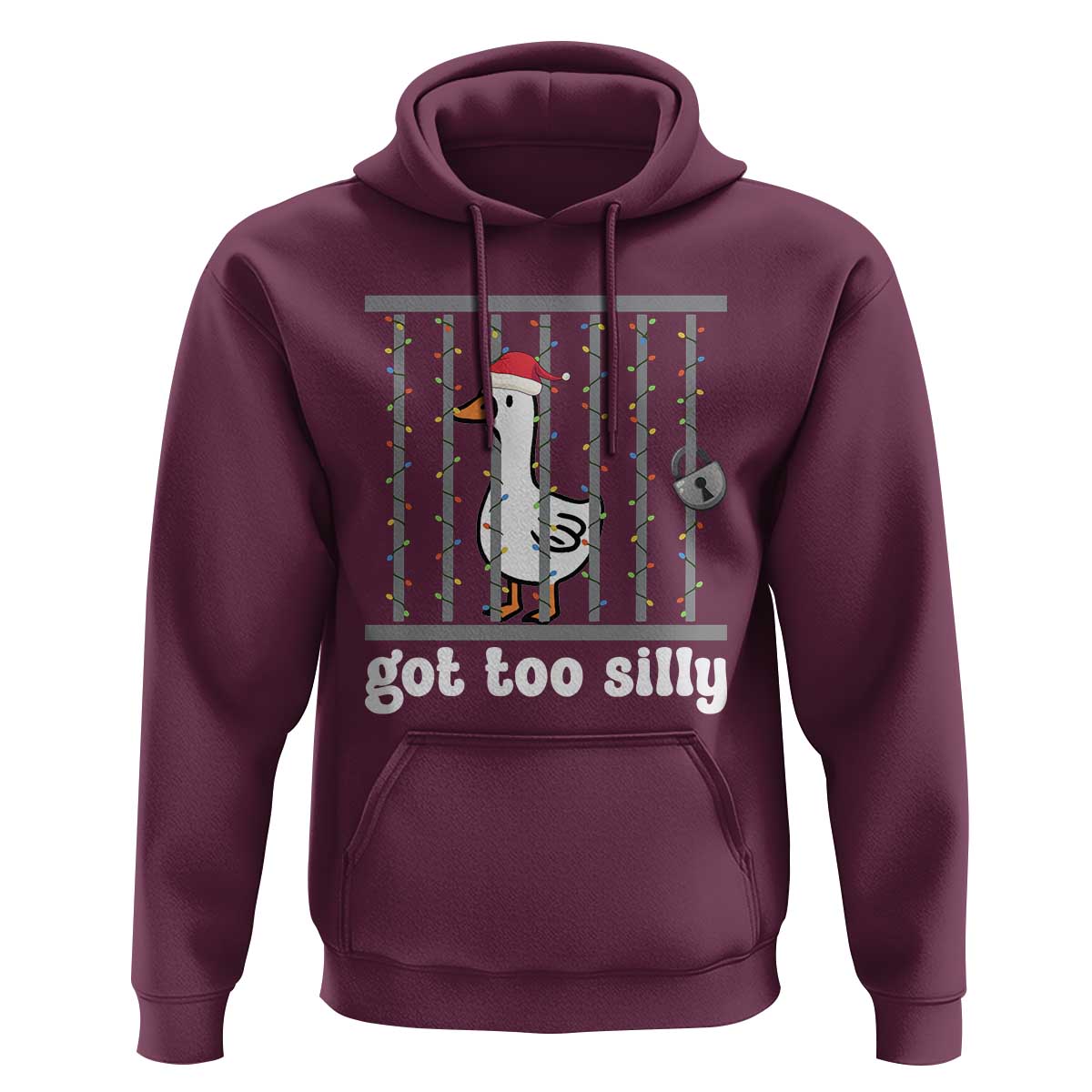 Funny Got Too Silly Christmas Hoodie Santa Goose Pun Humor Animal Lovers - Wonder Print Shop