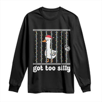 Funny Got Too Silly Christmas Long Sleeve Shirt Santa Goose Pun Humor Animal Lovers - Wonder Print Shop