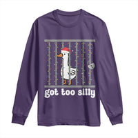 Funny Got Too Silly Christmas Long Sleeve Shirt Santa Goose Pun Humor Animal Lovers - Wonder Print Shop