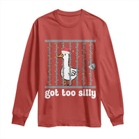 Funny Got Too Silly Christmas Long Sleeve Shirt Santa Goose Pun Humor Animal Lovers - Wonder Print Shop