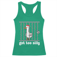 Funny Got Too Silly Christmas Racerback Tank Top Santa Goose Pun Humor Animal Lovers - Wonder Print Shop