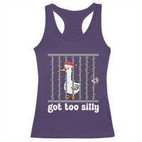 Funny Got Too Silly Christmas Racerback Tank Top Santa Goose Pun Humor Animal Lovers - Wonder Print Shop