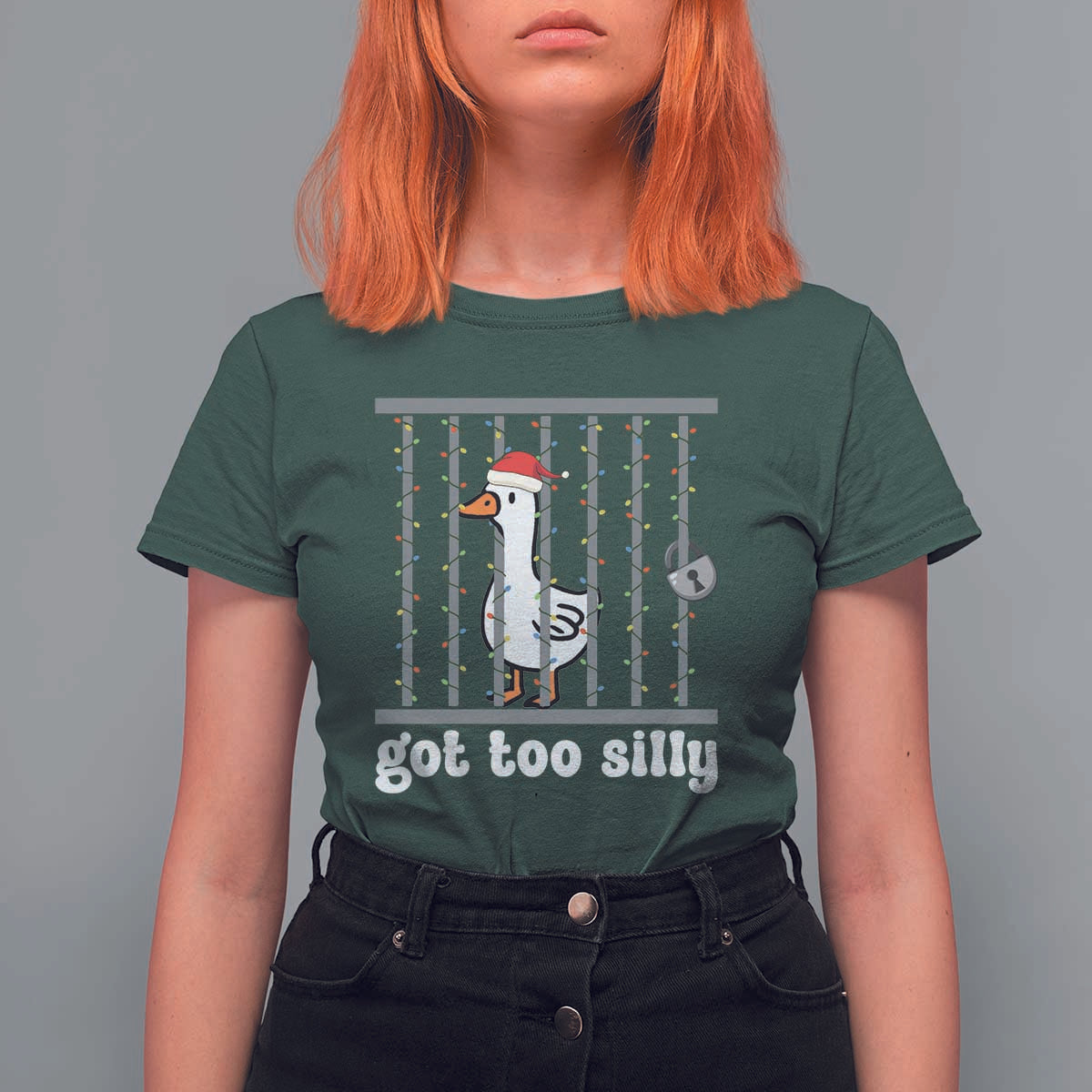 Funny Got Too Silly Christmas T Shirt For Women Santa Goose Pun Humor Animal Lovers - Wonder Print Shop