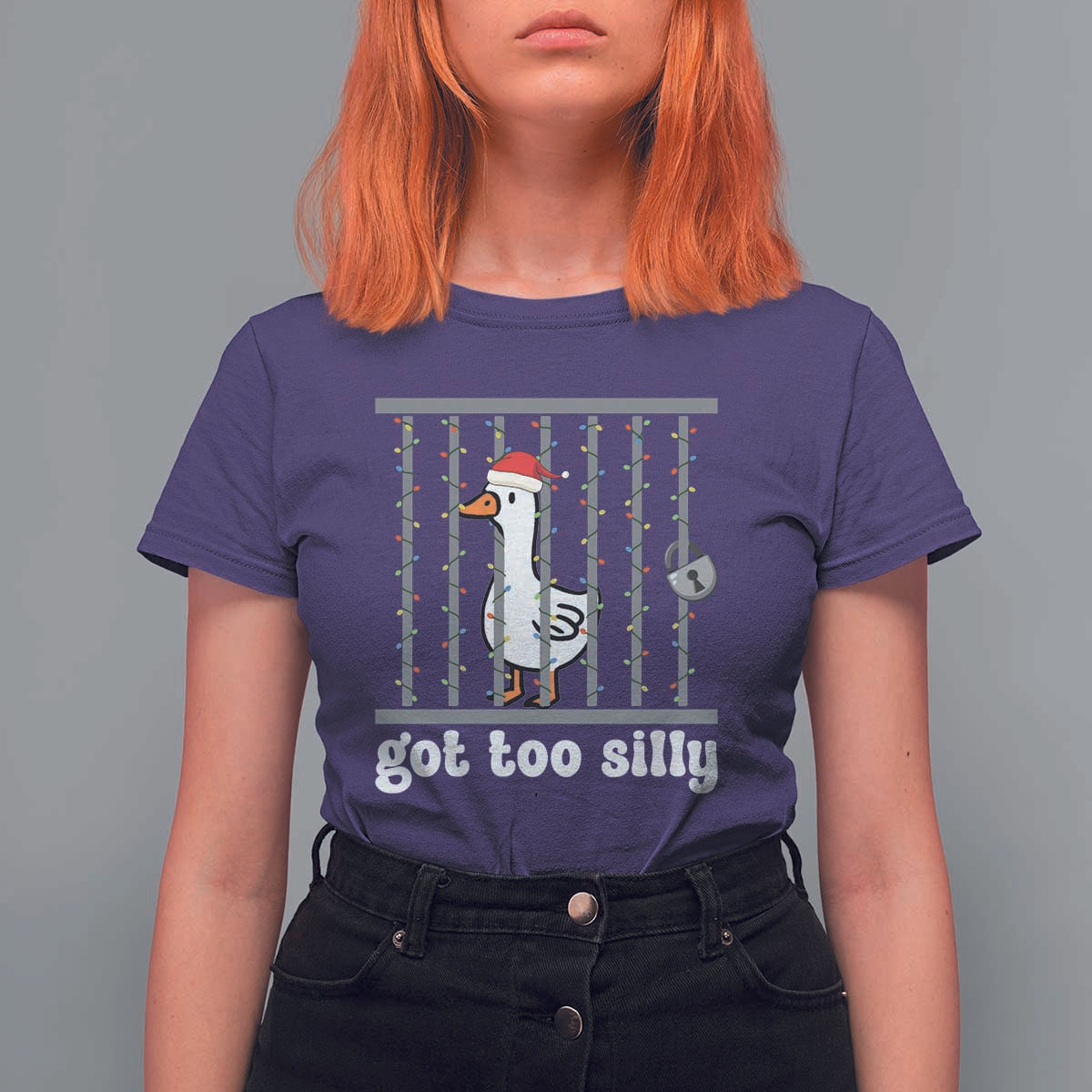 Funny Got Too Silly Christmas T Shirt For Women Santa Goose Pun Humor Animal Lovers - Wonder Print Shop