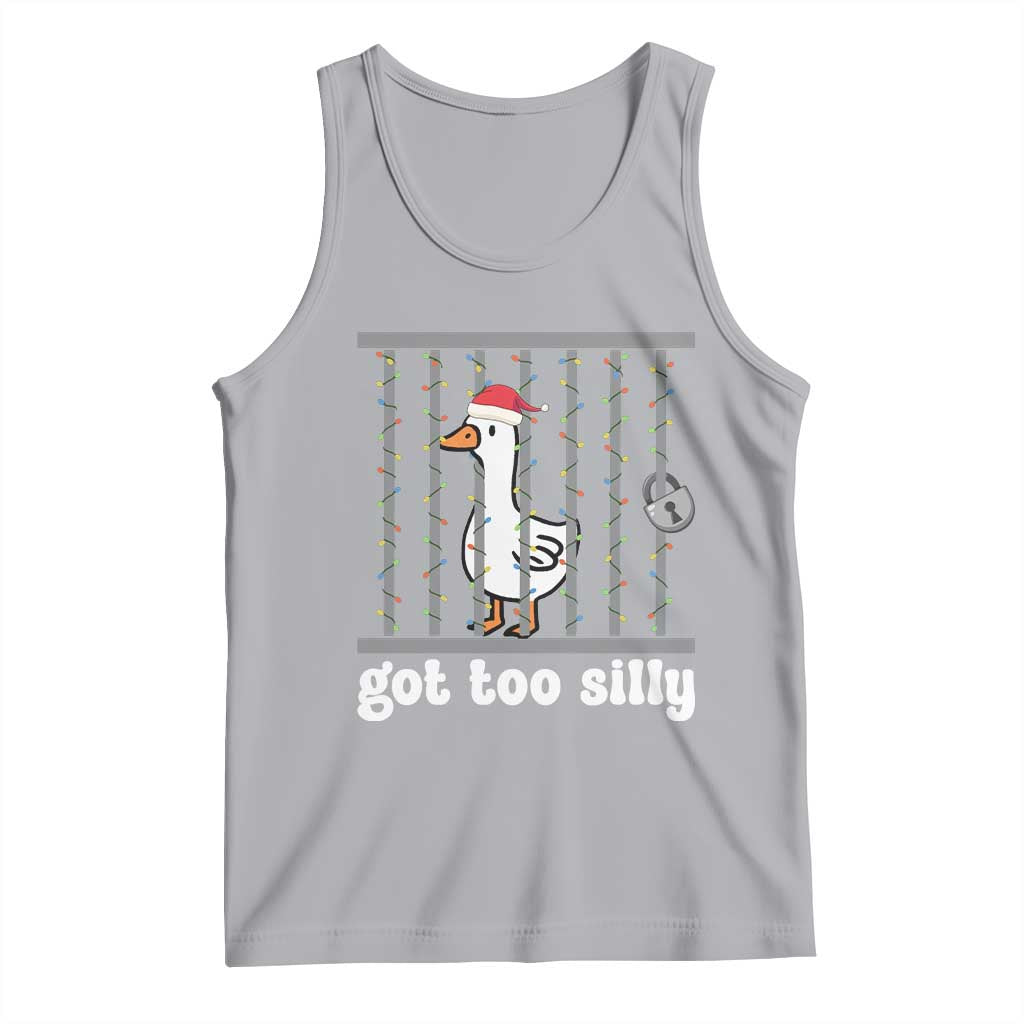 Funny Got Too Silly Christmas Tank Top Santa Goose Pun Humor Animal Lovers - Wonder Print Shop