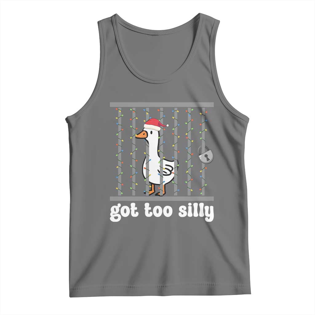 Funny Got Too Silly Christmas Tank Top Santa Goose Pun Humor Animal Lovers - Wonder Print Shop