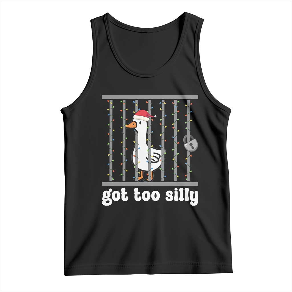 Funny Got Too Silly Christmas Tank Top Santa Goose Pun Humor Animal Lovers - Wonder Print Shop